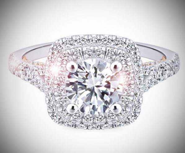 18k white rose gold round diamond engagement ring H0